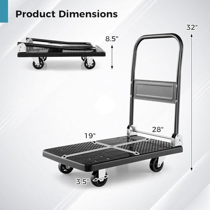 IRONMAX 440 LBS Heavy Duty Steel Foldable Platform Dolly, Black - style: Black 440lbs