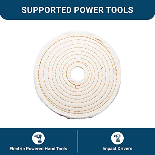 Benchmark Abrasives 6" Cotton Spiral Buffing Polishing Wheel for Bench Grinder with 1/4" Mandrel, for Polishing Finishing Smoothing on Aluminum, Stainless Steel (Cotton Spiral)