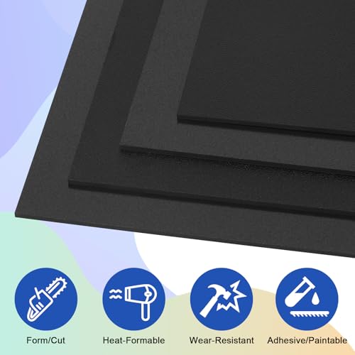 2Pack Black ABS Plastic Sheet 10" x 14" x 1/8" Thick Black Rigid Thermoplastic Sheet (Upgrade Surface) 3MM Flexible High Tensile ABS Moldable Plastic Panel for Crafts, DIY, Signs - color: Black, size: 10" x 14" x 1/8"