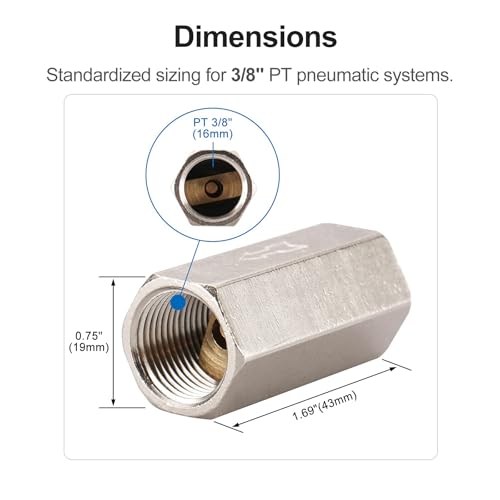 BAOMAIN 3/8" Female Check Valve Nickel Plated Brass One Way Valve - size: 3/8" PT