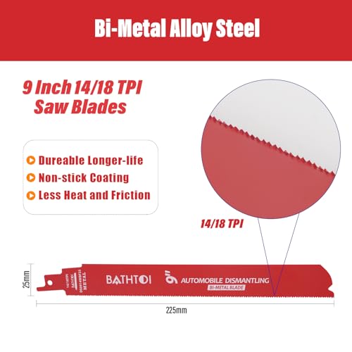 25 Pack 9 Inch 14/18 Tpi Reciprocating Saw Blades for Metal Cutting - size: 9 Inch 14/18TPI