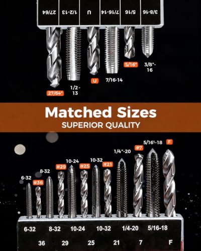 SAE Drill and Tap Sets, M2 Jobber Length Drill Bits with Metal Indexed Case