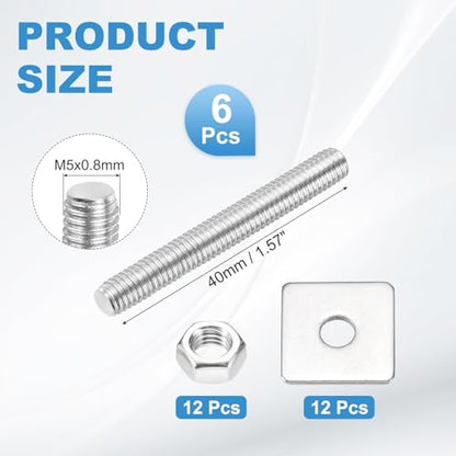 MECCANIXITY 6Set M5x40mm Fully Threaded Rod Threaded Rods Bar Studs - size: M5x40mm