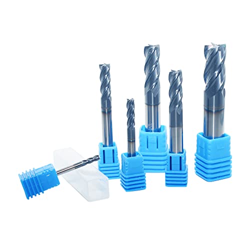 1/8"-1/2" Carbide Square End Mill Set, 4 Flute, 6 Sizes, Pack of 6 - size: 1/8"-1/2" (Pack of 6), style: For Alloy Steels