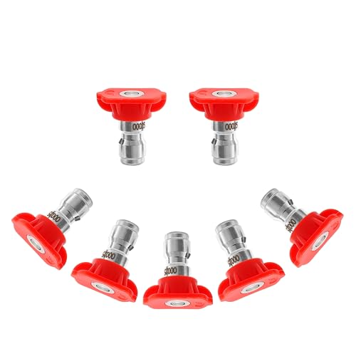 Pressure Washer Tips, 0° Red Nozzle 7 Pack for Cars/Driveways/Patios - color: Red