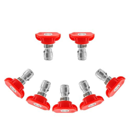 Pressure Washer Tips, 0° Red Nozzle 7 Pack for Cars/Driveways/Patios - color: Red