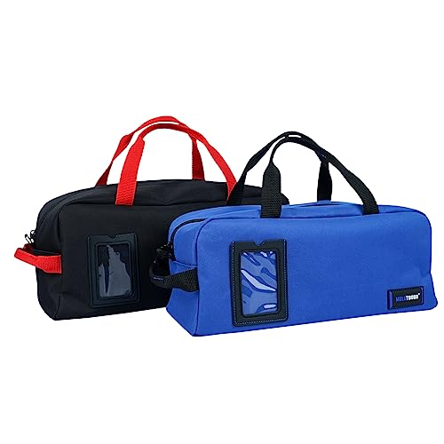 MELOTOUGH Canvas Tool Bag Heavy Duty Tool Tote Bag Combo Kit-1 Medium & 1 Big Tool Organizer Bags for Electrician,Technician,Carpenter (Black&Blue) - color: A-Black & Blue