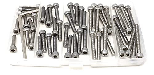 iexcell 50 Pcs M5 x 20/25/30/35/40mm Thread Pitch 0.8 mm Stainless Steel 304 Hex Socket Head Cap Screws Bolts Assortment Kit - size: M5 x 20/25/30/35/40mm