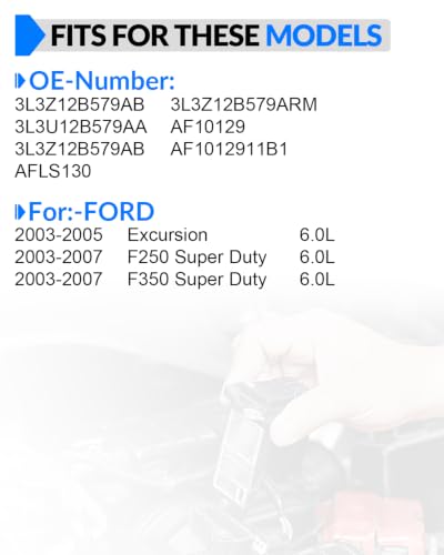 Mass Airflow Sensor 3L3Z12B579AB MAF Sensor Fits for for:-Ford Excursion F250 F350 Super Duty V8 6.0L, 3L3U12B579AA, 3L3Z12B579AB, AFLS130, 3L3Z12B579ARM, AF10129, AF1012911B1 - size: 3L3Z12B579AB
