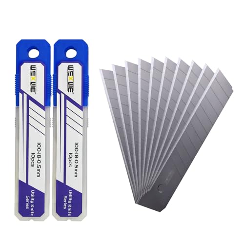 18mm Utility Knife Replacement Blades,60 Degree Snap Off SK4 Steel Blades for Retractable Cutting Knives, Hobby, Craft Knife, Box Cutter 20PCS - size: 18MM 20PC