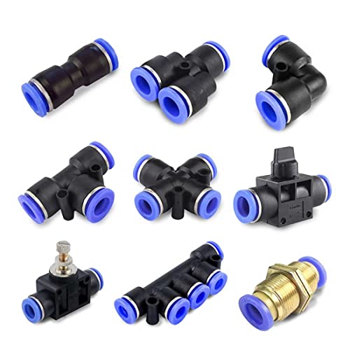 Elbow Push to Connect Fitting, 5/16" OD Pneumatic Air Line 90 Degree Quick Push Lock Adapter (Pack of 10) - size: 8mm or 5/16“ Tube OD
