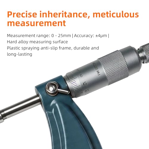 Outside Micrometer Set, 3.94-4.92", 0.00023" Accuracy, One-Piece Spindle