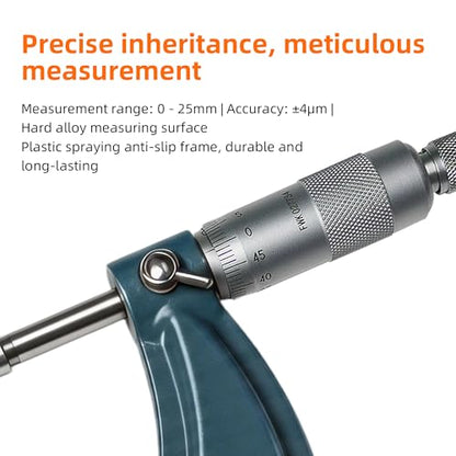 Outside Micrometer Set, 3.94-4.92", 0.00023" Accuracy, One-Piece Spindle
