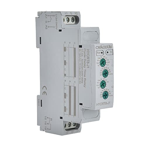 CNAODUN Asymmetric Cycle Time Relay HYCRT8-J1 0.1s-10days AC/DC 24-240V Cycle Time Delay Relay DIN Rail Mount Type - size: HYCRT8-J1,Cycle Delay
