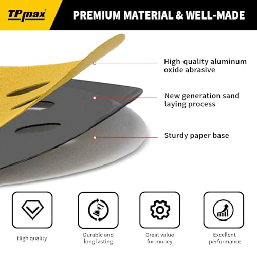100PCS 6 Inch 600 Grit 150mm 6 Hole Sanding Discs Sandpaper - Premium Gold Round Hook and Loop for Random Orbital Sander - Ideal for Wood, Metal, Automotive - style: 600 Grit - 100 Pack