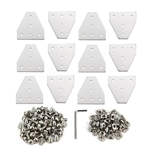 12PCS Corner Bracket Plate Outside Joining Plate for 2020 Series Aluminum Profile 3D Printer Frame (T-Silver-2020) - style: T-Silver-2020
