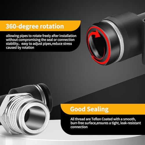 Push to Connect Fittings kits,4mm Tube OD x 1/8 Inch NPT Thread Male Elbow and Straight Pneumatic Quick Connect Air Hose Fitting kits Tube Fittings Air Fittings 24Pcs - size: 4MM OD x 1/8" NPT