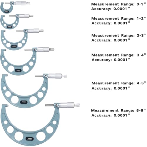 REXBETI Outside Micrometer, Ultra-Precision Carbide Tipped Measuring Tool - size: 0-6" Range