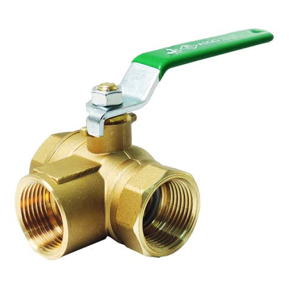 NIGO Industrial Co. 180SS Series 3-Way (L-Port) Forged Brass Ball Valve, Lever Handle, NPT Female, Full Port 400WOG - size: LEAD FREE - 3/4 Inch