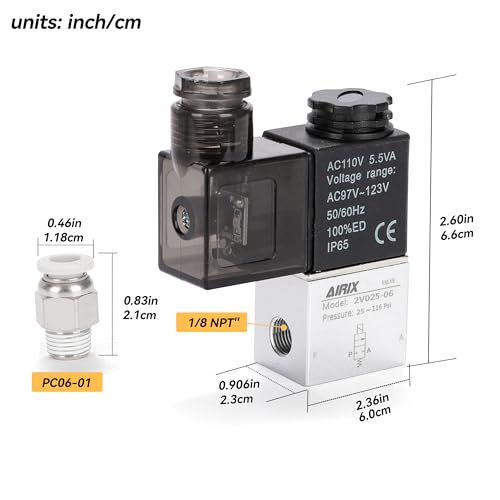 1/8" NPT Solenoid Valve 2V025-06, 2-Way Normally Closed, AC 110V, DIN - size: NPT1/8″AC110/Junction on Box, style: 2-Way Solenoid Valve