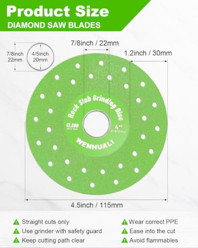 4.5" 6 Pcs Diamond Rock Slab Grinding Disc Set, Multi-Pore Cutting Blades - size: 4.5 Inch(Multi-Pore)