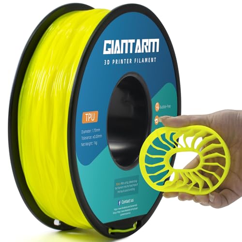 GIANTARM 95A TPU 3D Printer Filament 1.75mm, 1kg Spool, Yellow, +/- 0.03mm - color: Tpu-yellow