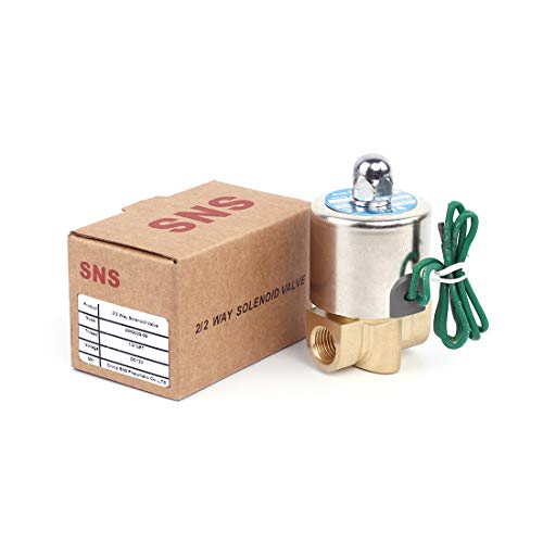 SNS DC24V 1/4" NPT High Temperature(23-356℉) Brass Electric Solenoid Valve Normally Closed Water, Air, Diesel 2WG025-N08 - style: DC24V