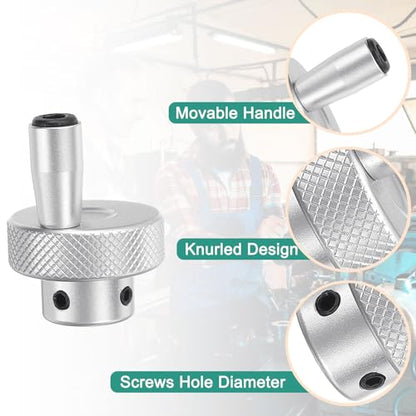 HARFINGTON Aluminum Alloy Handwheel 30mm OD 10mm Bore Lathe Hand Wheel with Rotate Handle Aluminum Milling Machine Handle with Wrench and 2pcs Screws for Milling Machine Lathe, Silver Tone - size: 30mm x 10mm