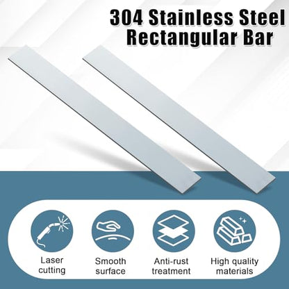 Yaocom 2 Pcs 304 Stainless Steel Flat Bar, 24" L,1" W,3/16" T - size: 24" L,1" W,3/16" T