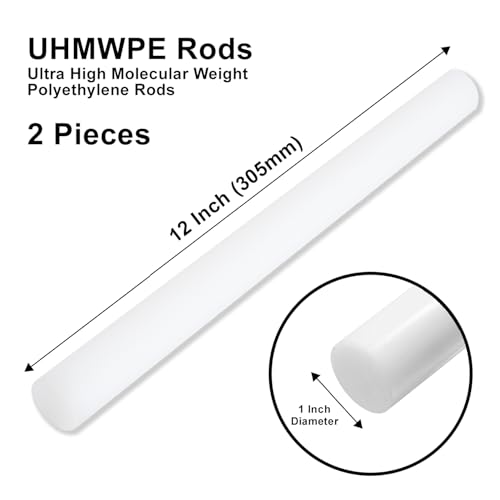 White Plastic Round Rod 1 inch Diameter UHMW Ultra-High Molecular Weight Polyethylene, 13 inch Long, Pack of 2 by Mujoiny