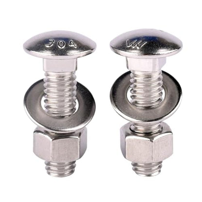 10 Sets 1/4-20 x 1-1/2" Carriage Bolts Screws Round Head Square Neck and Hex Nuts, Flat Washers 304 Stainless Steel 18-8 Full Thread, Silver - color: Silver, size: 1/4-20 x 1-1/2" (10 Sets)