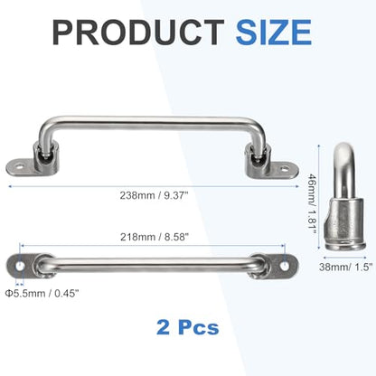 uxcell 2Pcs 304 Stainless Steel Folding Pull Handle (Hole Distance 9") - size: 9 Inch