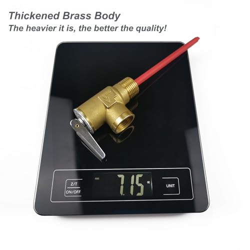 RV Hot Water Heater Temperature and Pressure Relief Valve, 210°F 150psi, Thickened Brass Body with Extended Probe, Safety Relief Valve for Electric Tank Water Heater, 1/2" NPT Thread Connection - size: 150 PSI 210°F, 1/2" NPT