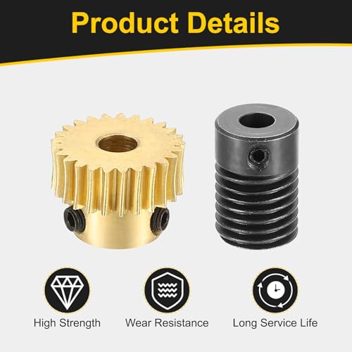 uxcell Worm Gear Set Right Rotation 25T 0.5 Module 1:25 Reduction Rate - size: Gear-4mm, Rod-5mm Bore, style: 0.5M-25T