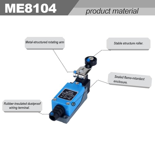 Momentary Limit Switch Travel Switch, Featuring a Side-Rotating Roller Actuator, NO and NC self-resetting momentary Switch(4PCS). - style: ME-8104