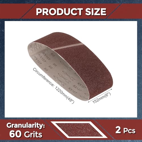 2 Pcs Sanding Belts 6 x 48 Inch 60 Grit Aluminum Oxide - size: 6 x 48 Inch(60 Grits)