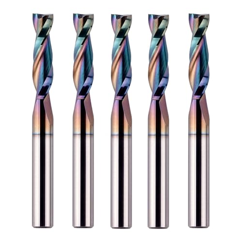 SpeTool 5PCS Upcut Spiral Router Bit 1/4 Inch Shank 1/4 Inch Cutting Diameter 1 Inch Cutting Length with TAC Coated, Solid Carbide Router Bits Set for CNC Wood Mill - size: 1/4"Dia-1"CL, style: UP CUT