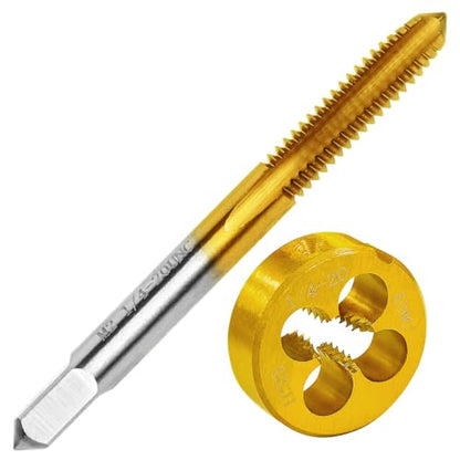1/4-20 UNC Tap and Die Set for Metal,M2 HSS Thread Tap and Round Die - size: 1/4-20UNC