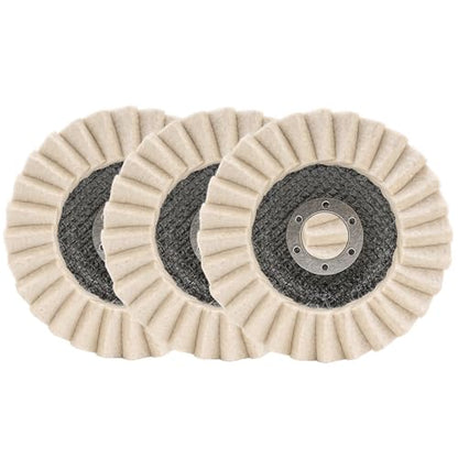 3Pcs 5" Wool Felt Polishing Wheel Discs for Metal Aluminum Grinder
