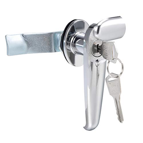 uxcell® Level Handle Cam Lock, Zinc Alloy Chrome Finished L Shape w Keys MS308-3