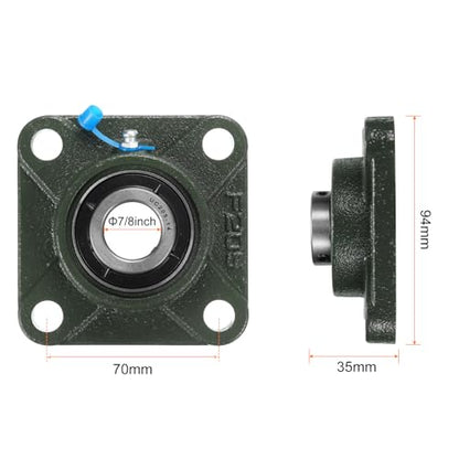 uxcell 2pcs UCF205-14 Pillow Block Bearings 7/8 inch Bore Self Alignment, Solid Cast Iron Base Square Flange Mounted Chrome Steel Bearings - size: UCF205-14
