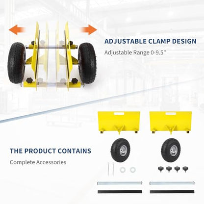 600 LBS Panel Dolly, Door Dolly Adjustable Drywall Mover with 10" Tires - size: Yellow-1 PCS