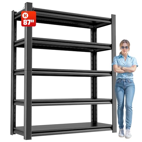 OLLRRACT 5-Tier Garage Shelving, Metal Storage Shelves, Utility Shelf - size: 24" D x48" W x87" H