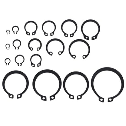 300Pcs Snap Ring Set, 2-32mm/0.08-1.26in E Clip Circlip Kit External Retaining Ring Assortment Set with Plastic Storage Case Metal Auto Parts Repair for Bearings Gears Pulleys