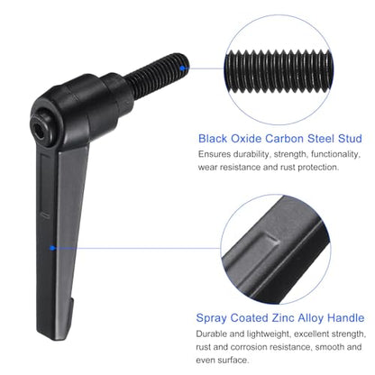 uxcell 4pcs Clamping Lever Handles, M8 x 20mm Black Oxide Carbon Steel Threaded Male Stud, Adjustable Handles Locking Quick Release Ratchet Push Button Bolt Knobs, Black - size: M8 x 20mm