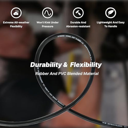 Hybrid Air Hose 3/8-Inch by 100-Feet, Heavy Duty Air Compressor Hose, Lightweight, Kink Resistant, Flexible In Extreme Cold Weather, Excellent UV, Oil and Abrasion Resistant,300 PSI - size: 100FT