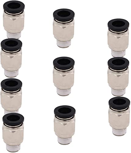 Push to Connect Tube Fitting, Male Straight - 5/16" Tube OD x 1/8" NPT Thread, Pack of 10 - size: 5/16"OD x 1/8"NPT, style: Pack of 10