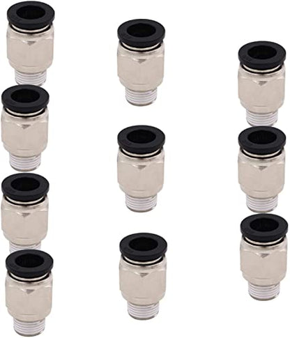 Push to Connect Tube Fitting, Male Straight - 5/16" Tube OD x 1/8" NPT Thread, Pack of 10 - size: 5/16"OD x 1/8"NPT, style: Pack of 10