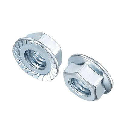 uxcell 7/16"-14 Serrated Flange Hex Lock Nuts, Carbon Steel Zinc Plated 20pcs