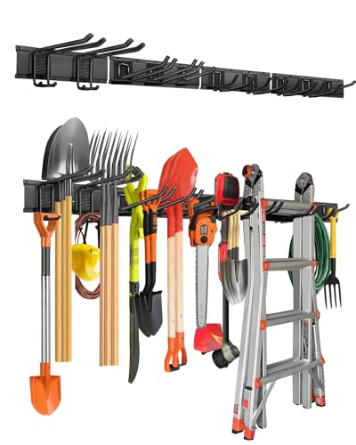 PIYILO 64 in Garage Tool Organizer Wall Mount, Adjustable Tool Storage Rack - size: 64 inch 10-Hook